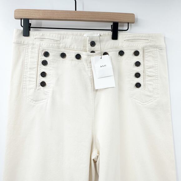 A.L.C Pierce Wide Leg Crop Twill Sailor‎ Pants in Parchment Cream Size 14 NWT - Picture 5 of 13